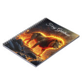 Vuur Leeuw helse landschap vlammende manen kunst Notitieboek (Linkerzijde)