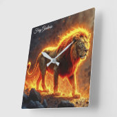 Vuur Leeuw helse landschap vlammende manen kunst Vierkante Klok (Hoek)