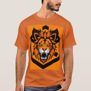 Vuur leeuw illustratie omringd door flamboyant t-shirt