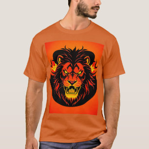 Vuur leeuw illustratie omringd door flamboyant t-shirt