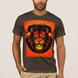 Vuur leeuw illustratie omringd door flamboyant t-shirt