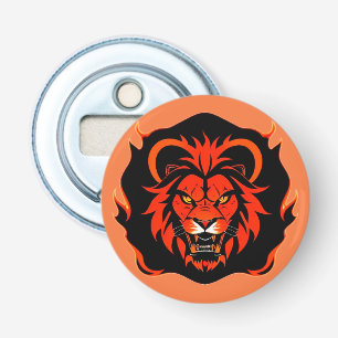 Vuur Leeuwenkop Illustratie Button Flesopener