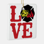 Vuur Liefde met Dozer en Vlammen [FL15] Keramisch Ornament (Rechts)