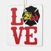 Vuur Liefde met Dozer en Vlammen [FL15] Keramisch Ornament (Links)