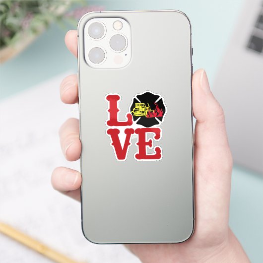 Vuur LIEFDE met Maltese Kruis en Dozer [FL15] Sticker (Telefoon)