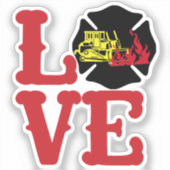 Vuur LIEFDE met Maltese Kruis en Dozer [FL15] Sticker (Voorkant)