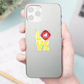 Vuur LIEFDE met Maltese Kruis en Hart [FL12] Sticker (Telefoon)