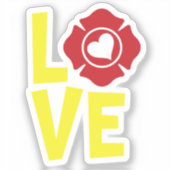 Vuur LIEFDE met Maltese Kruis en Hart [FL12] Sticker (Voorkant)
