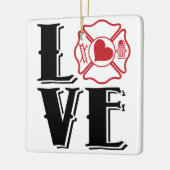 Vuur liefde met Maltezer Kruis en Hart Keramisch Ornament (Links)