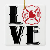Vuur liefde met Maltezer Kruis en Hart Keramisch Ornament (Achterkant)