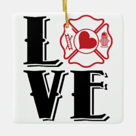 Vuur liefde met Maltezer Kruis en Hart Keramisch Ornament