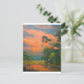 Vuur lucht boven de Pond Briefkaart (Staand voorkant)