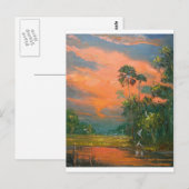 Vuur lucht boven de Pond Briefkaart (Voorkant / Achterkant)