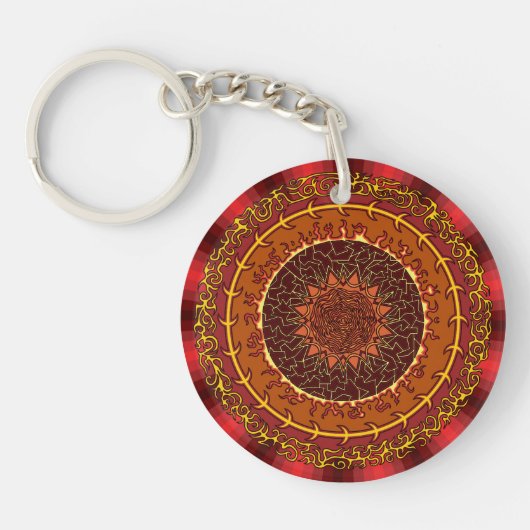Vuur Mandala Acryl Sleutelhanger (Voorkant)