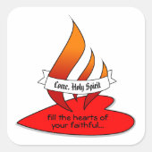 Vuur of vlam en hart met Citaat Pentecost Vierkante Sticker (Voorkant)