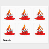 Vuur of vlam en hart met Citaat Pentecost Vierkante Sticker (Vel)