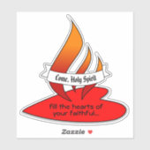 Vuur of vlam en hart met het Pentecost 1UP van het Sticker (Vel)