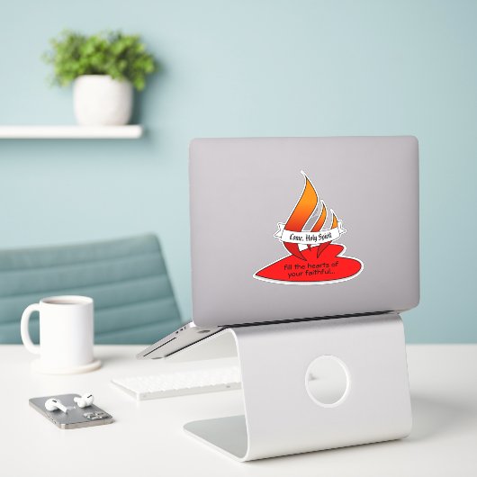 Vuur of vlam en hart met het Pentecost 1UP van het Sticker (Laptop op bureau)