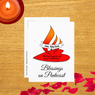 Vuur of Vlam en Hart met Pinksteren citaat Briefkaart