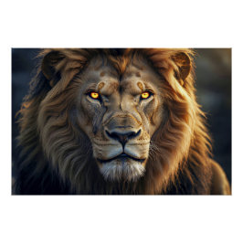 Vuur Ogen van de Jungle Koning Perfect Poster