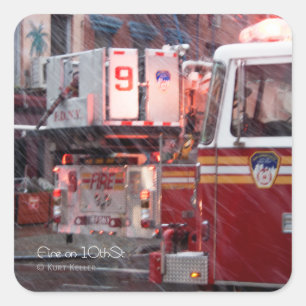 Vuur op 10e ST Vierkante Sticker