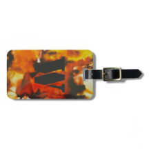 Vuur op Bagagelabel van glas