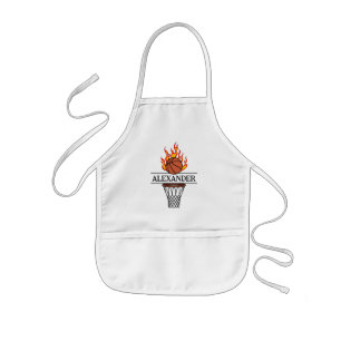 Vuur op! Gepersonaliseerde Fire Basketball Kinder Schort