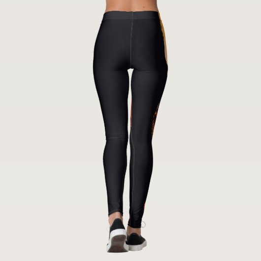 Vuur op zwarte leeuwen leggings (Achterkant)