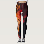 Vuur op zwarte leeuwen leggings (Voorkant)