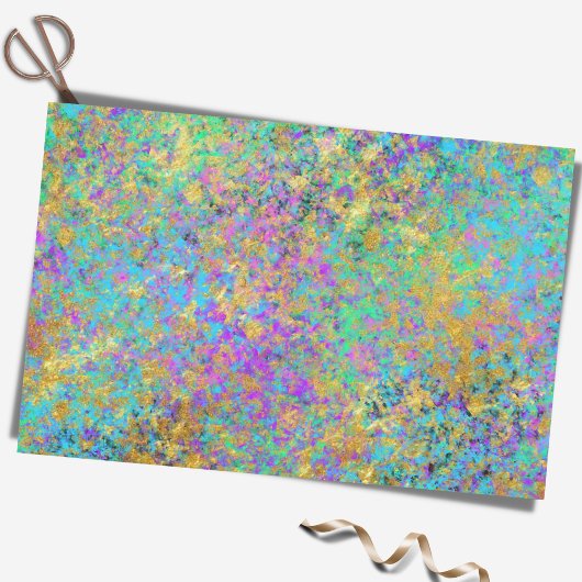 Vuur Opal Edelsteen Nep Goud Iridescente Kleur Tissuepapier