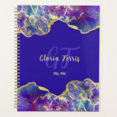 Vuur Opal Levendige Paarse en Gouden Marmeren Kuns Planner (Voorkant)