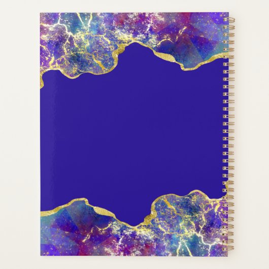 Vuur Opal Levendige Paarse en Gouden Marmeren Kuns Planner (Achterkant)
