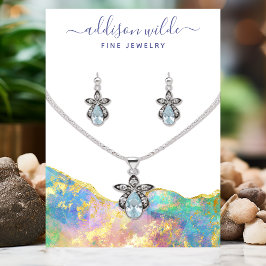 Vuur Opal Regenboog Edelsteen Ketting Weergavekaar Visitekaartje