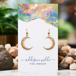 Vuur Opal Regenboog Edelsteen Oorbel Displaykaart Visitekaartje