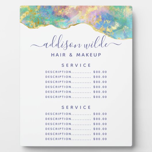 Vuur Opal Regenboog Edelsteen Prijs Menu Bord Fotoplaat (Voorkant)