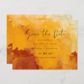 Vuur Oranje Aquarel Abstracte Zonsondergang Trouwe Briefkaart (Voorkant / Achterkant)