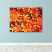 Vuur Oranje Lily Flower Canvas Afdruk (Insitu (Houten vloer))