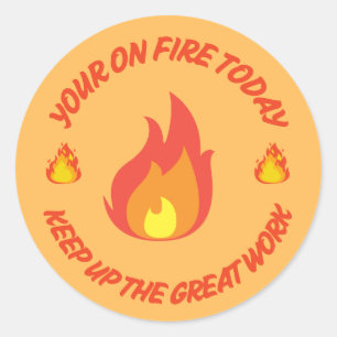 Vuur oranje schattige leraar beloning ronde sticker