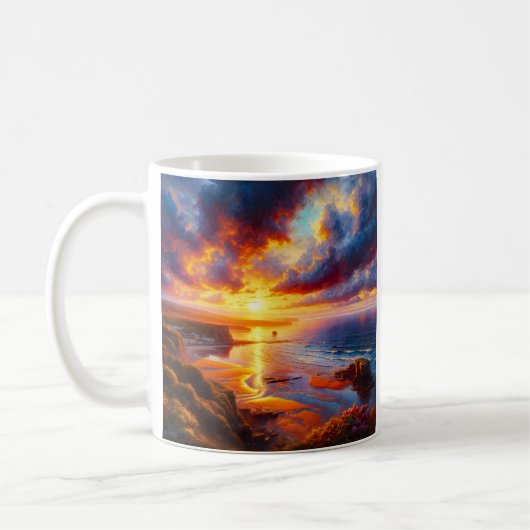 Vuur over de kust koffiemok (Links)