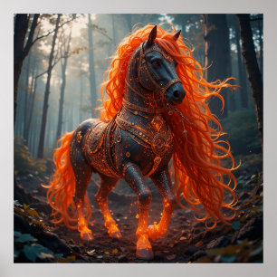🔥 Vuur Paard Fantasie Energie Vlammende Manen Myt Poster