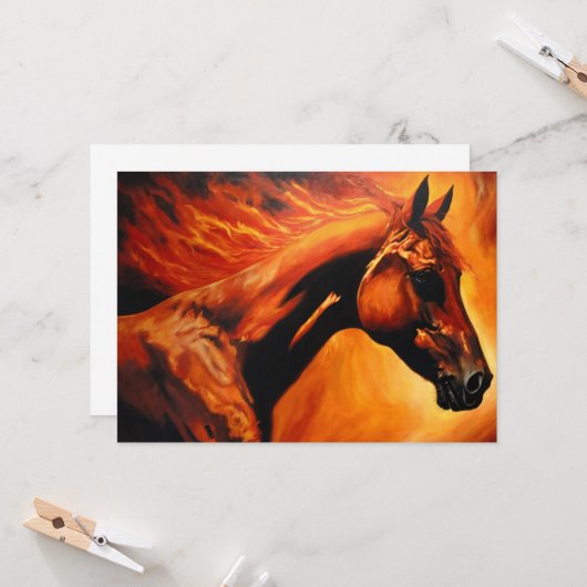vuur paard, paard, dieren, vlam, vuur kaart (Voorkant / Achterkant in situ)