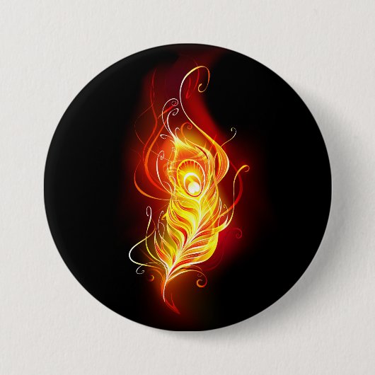 Vuur Pauwveer Ronde Button 7,6 Cm (Voorkant)