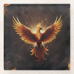 Vuur Phoenix Kussen Glazen Onderzetter