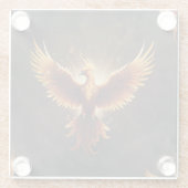 Vuur Phoenix Kussen Glazen Onderzetter (Achterkant)
