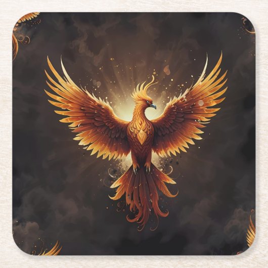 Vuur Phoenix Kussen Kartonnen Onderzetters (Voorkant)