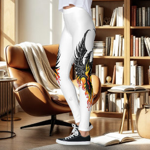 Vuur Phoenix Rijzende Vuurvogel Zwarte Stam Vlamme Leggings