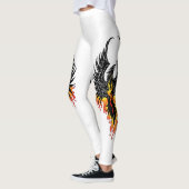 Vuur Phoenix Rijzende Vuurvogel Zwarte Stam Vlamme Leggings (Links)