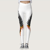 Vuur Phoenix Rijzende Vuurvogel Zwarte Stam Vlamme Leggings (Voorkant)