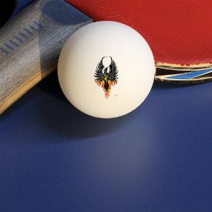 Vuur Phoenix Rijzende Vuurvogel Zwarte Stam Vlamme Pingpongbal