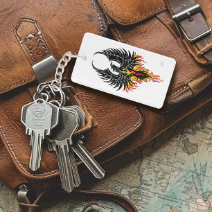 Vuur Phoenix Rijzende Vuurvogel Zwarte Stam Vlamme Sleutelhanger